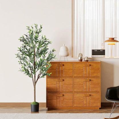 6ft Faux Olive Tree with Lifelike Fruits and Realistic Leaves
