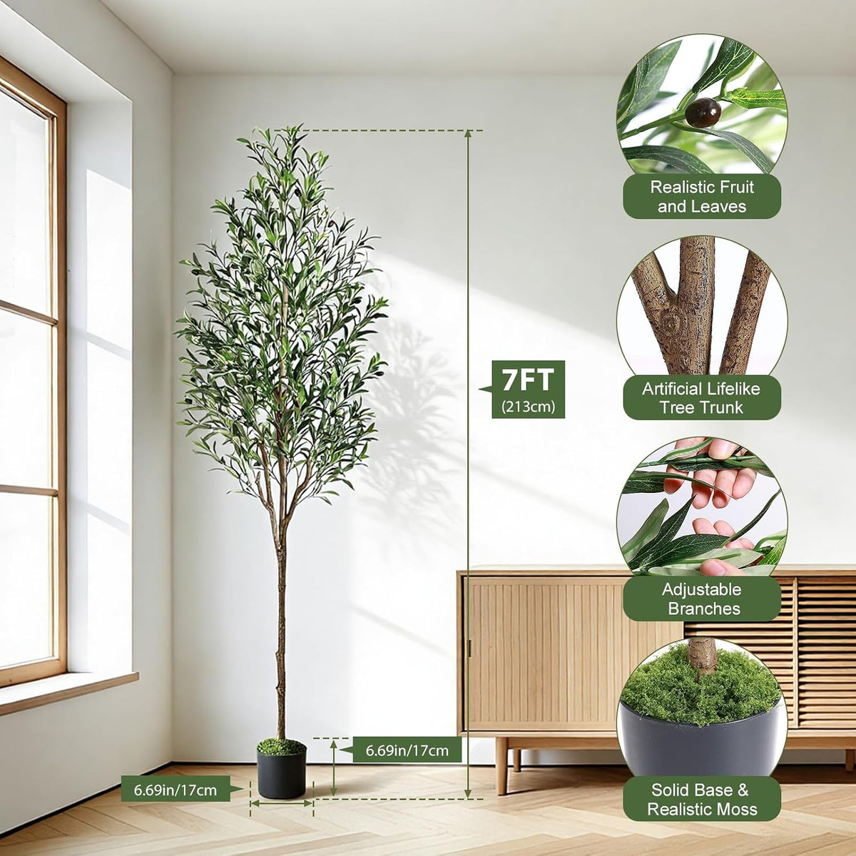 6ft Faux Olive Tree with Lifelike Fruits and Realistic Leaves