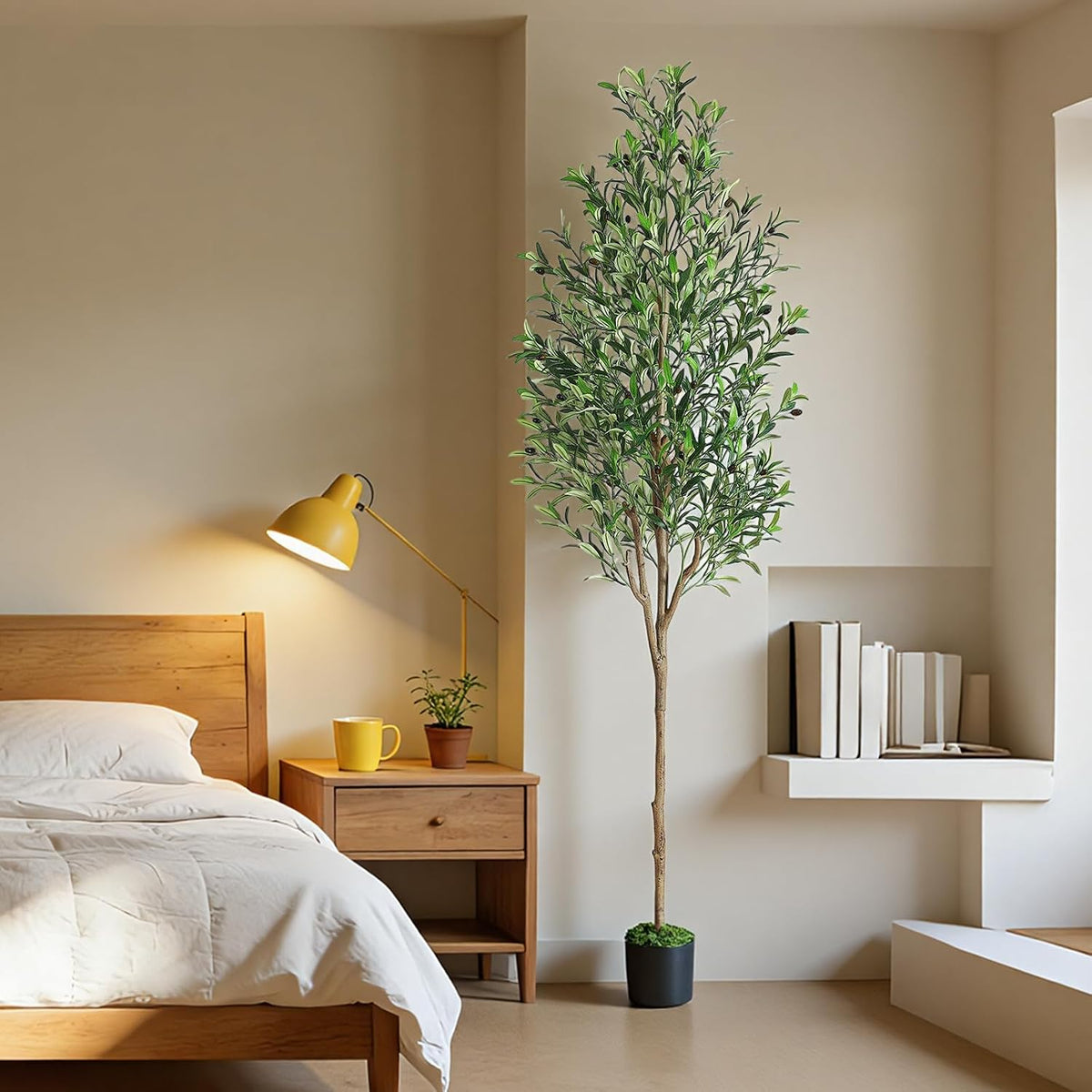 6ft Faux Olive Tree with Lifelike Fruits and Realistic Leaves