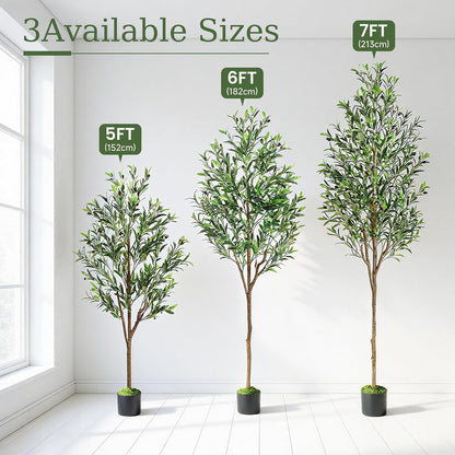 6ft Faux Olive Tree with Lifelike Fruits and Realistic Leaves