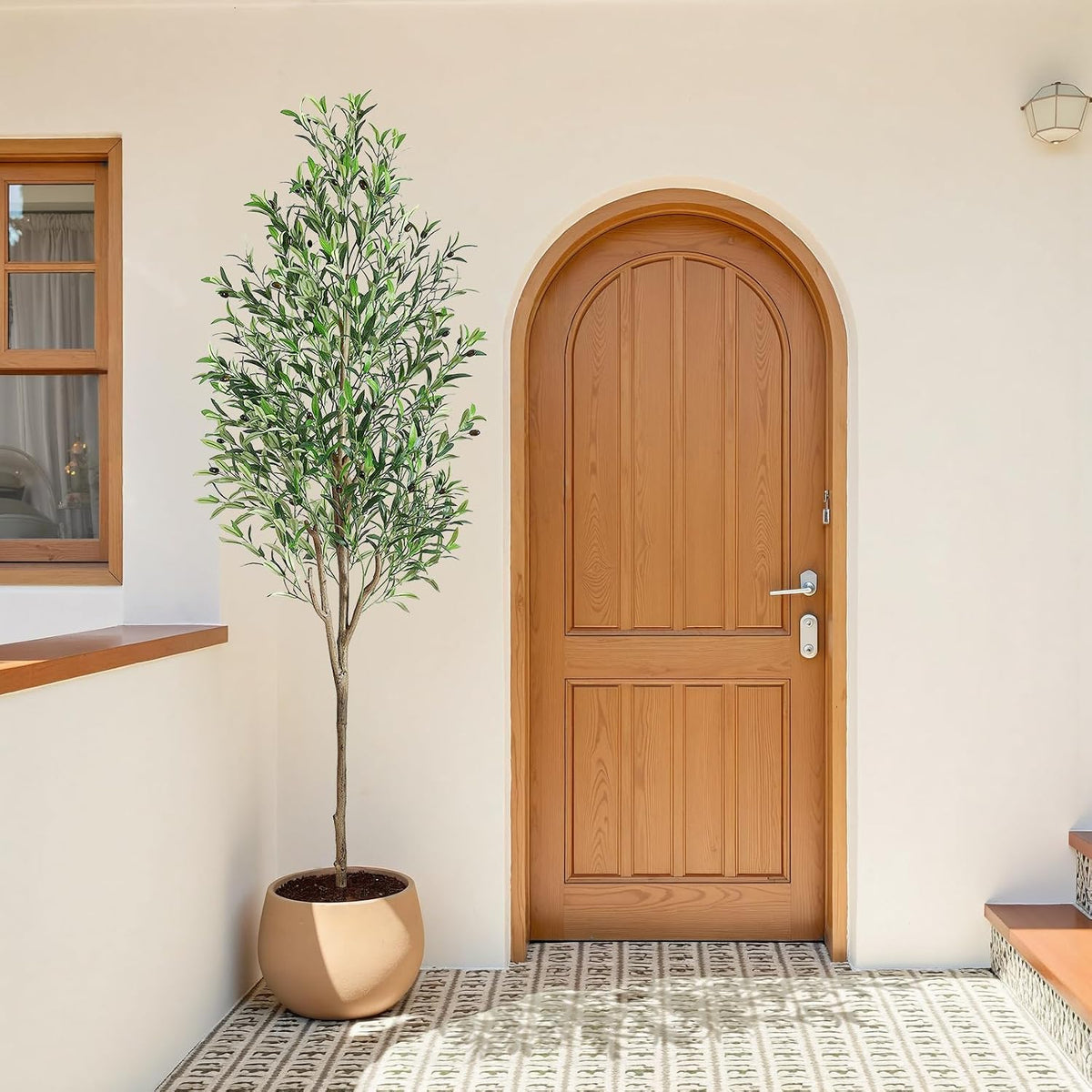 6ft Faux Olive Tree with Lifelike Fruits and Realistic Leaves
