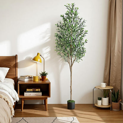 6ft Faux Olive Tree with Lifelike Fruits and Realistic Leaves