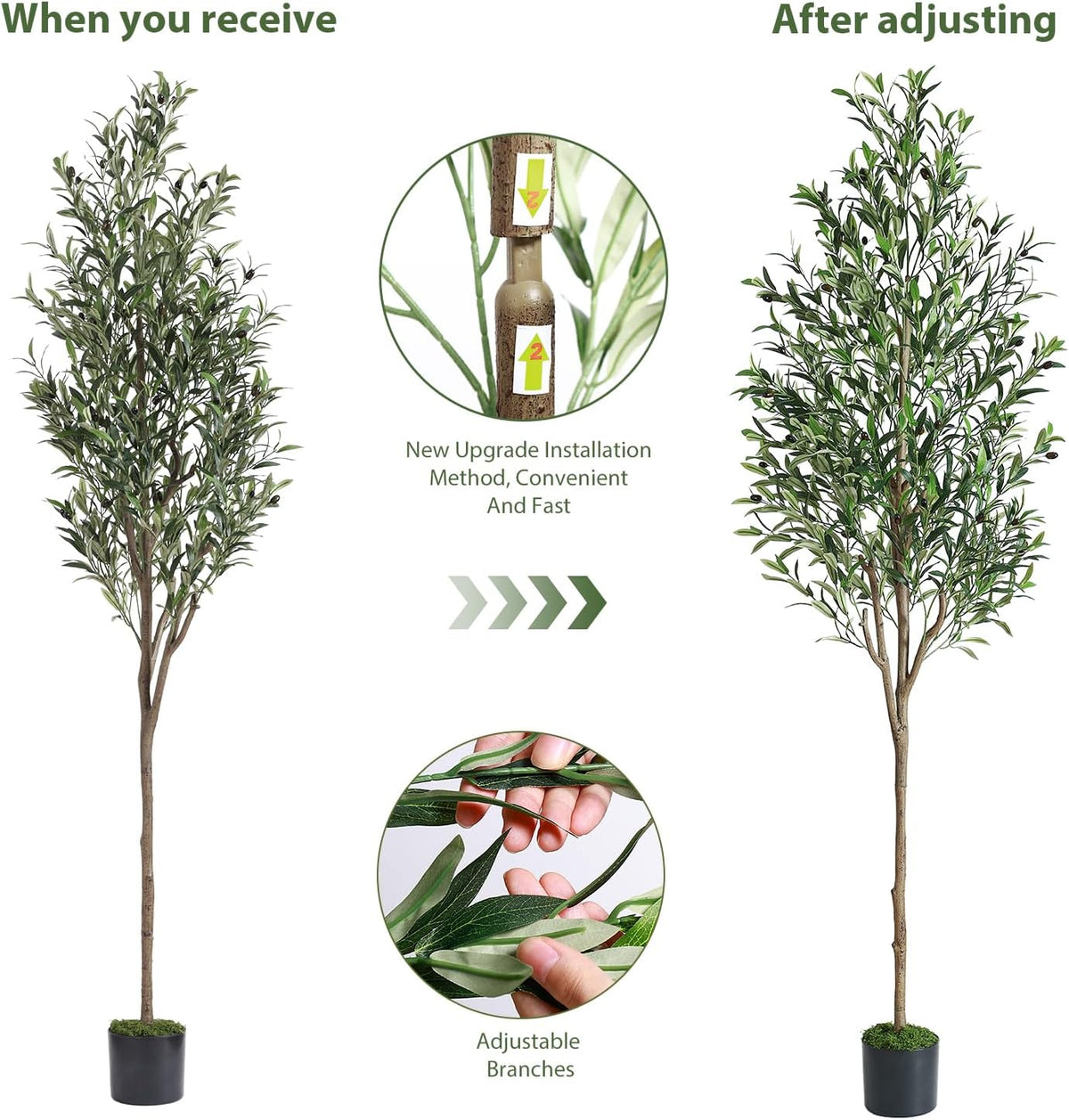 6ft Faux Olive Tree with Lifelike Fruits and Realistic Leaves