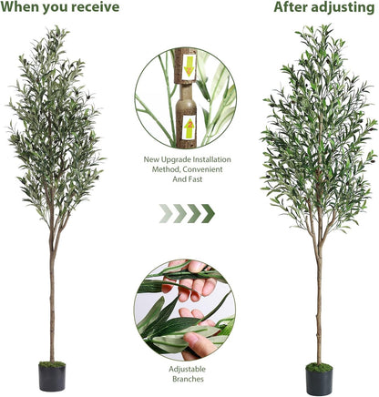6ft Faux Olive Tree with Lifelike Fruits and Realistic Leaves