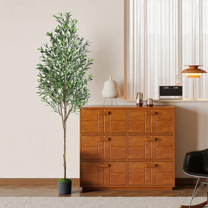 6ft Faux Olive Tree with Lifelike Fruits and Realistic Leaves