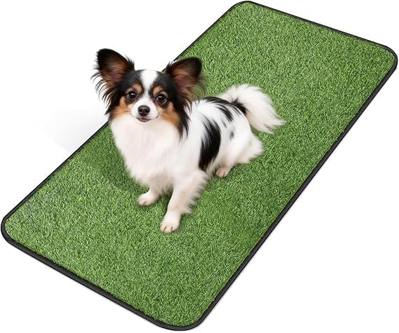 Artificial Grass Pee Pad for Dogs Potty, Reusable Pet Training Mat, 19.8"x39.6" Washable Hemmed Edge Grass Pee Pad with Drainage Holes, Easy to Clean