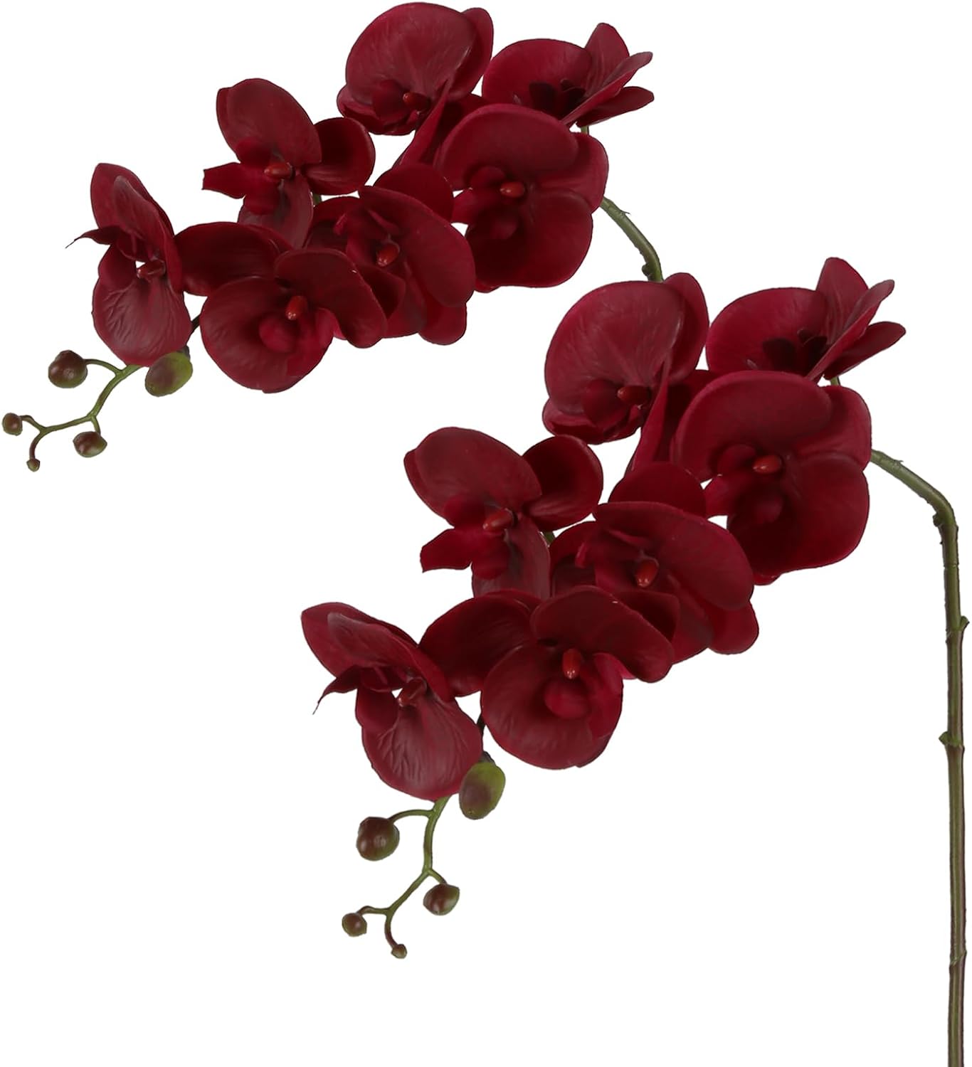 2pcs Champagne Pink Orchid Artificial Flowers, 34.3" Real Touch Fake Orchid Latex Phalaenopsis Branches for Home Party Wedding Bridal Shower Decoration