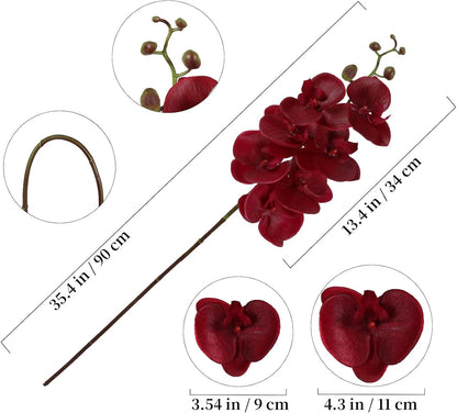 2pcs Champagne Pink Orchid Artificial Flowers, 34.3" Real Touch Fake Orchid Latex Phalaenopsis Branches for Home Party Wedding Bridal Shower Decoration