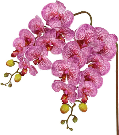 2pcs Champagne Pink Orchid Artificial Flowers, 34.3" Real Touch Fake Orchid Latex Phalaenopsis Branches for Home Party Wedding Bridal Shower Decoration