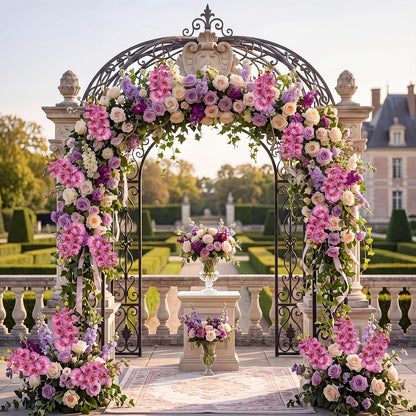 2pcs Champagne Pink Orchid Artificial Flowers, 34.3" Real Touch Fake Orchid Latex Phalaenopsis Branches for Home Party Wedding Bridal Shower Decoration