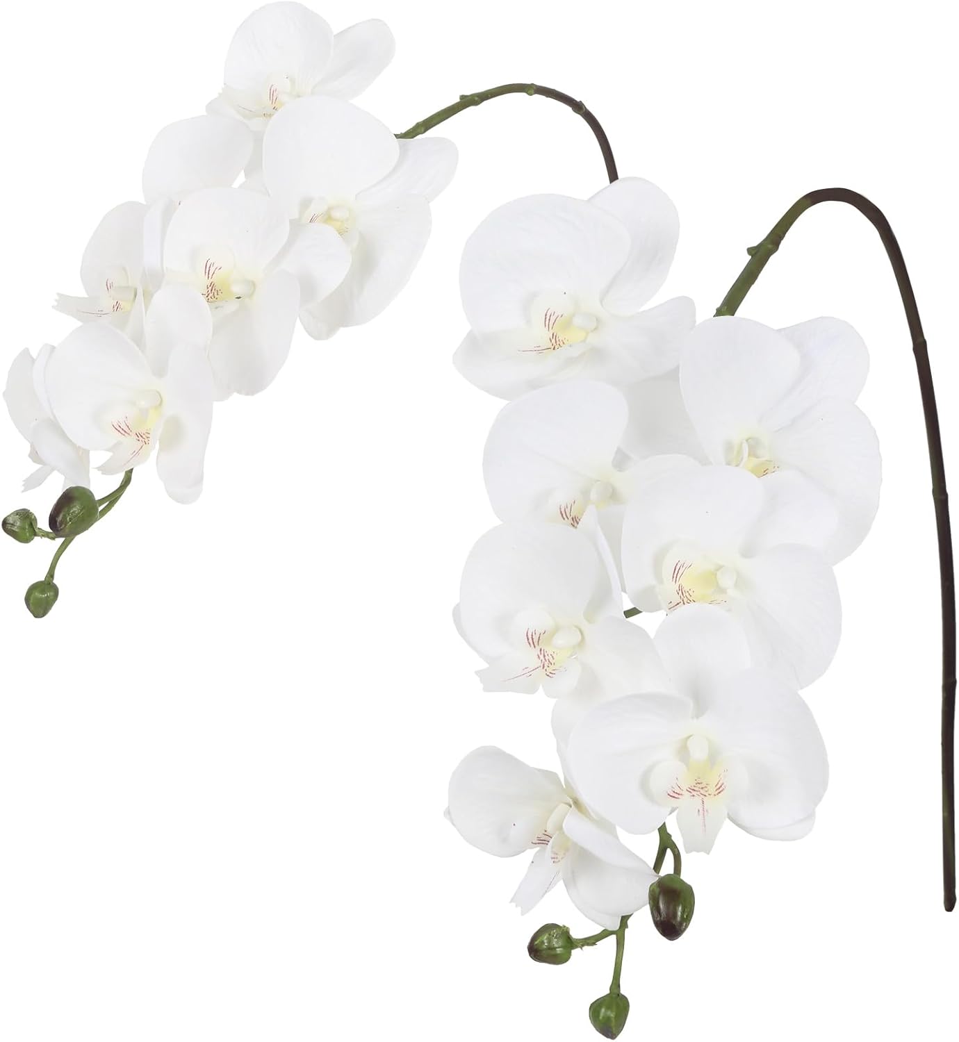 2pcs Champagne Pink Orchid Artificial Flowers, 34.3" Real Touch Fake Orchid Latex Phalaenopsis Branches for Home Party Wedding Bridal Shower Decoration