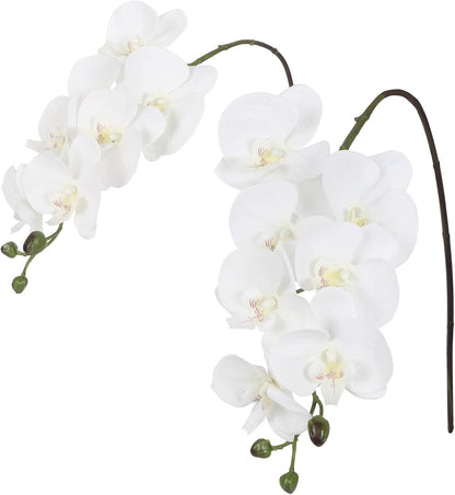 2pcs Champagne Pink Orchid Artificial Flowers, 34.3" Real Touch Fake Orchid Latex Phalaenopsis Branches for Home Party Wedding Bridal Shower Decoration