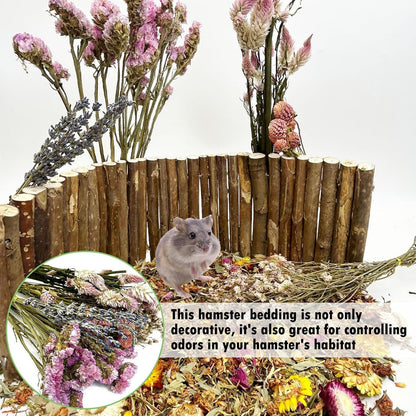 Natural Flower & Herb Hamster Bedding Habitat Decor Guinea Pig Bedding Hamster Sprays Hamster Cage Accessories for Guinea Pig Dwarf Syrian Gerbils Mice Mouse Rat (Flower Version)