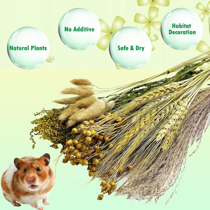 Natural Flower & Herb Hamster Bedding Habitat Decor Guinea Pig Bedding Hamster Sprays Hamster Cage Accessories for Guinea Pig Dwarf Syrian Gerbils Mice Mouse Rat (Flower Version)