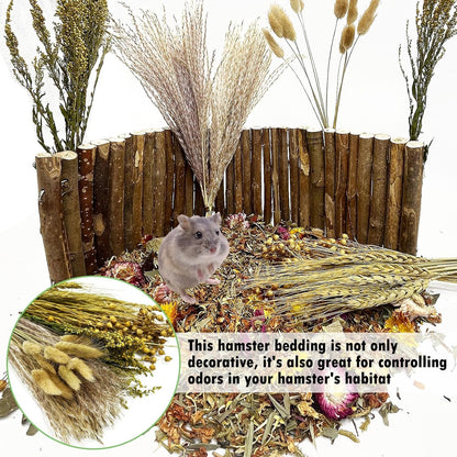 Natural Flower & Herb Hamster Bedding Habitat Decor Guinea Pig Bedding Hamster Sprays Hamster Cage Accessories for Guinea Pig Dwarf Syrian Gerbils Mice Mouse Rat (Flower Version)