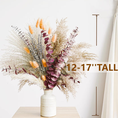Green Pampas Grass Boho Bouquet – Exquisite Lavender and Eucalyptus Dried Flower Arrangements for Western Boho Decor – Rustic Flowers for Your Bohemian Home, Bedroom, and Wedding Table Décor