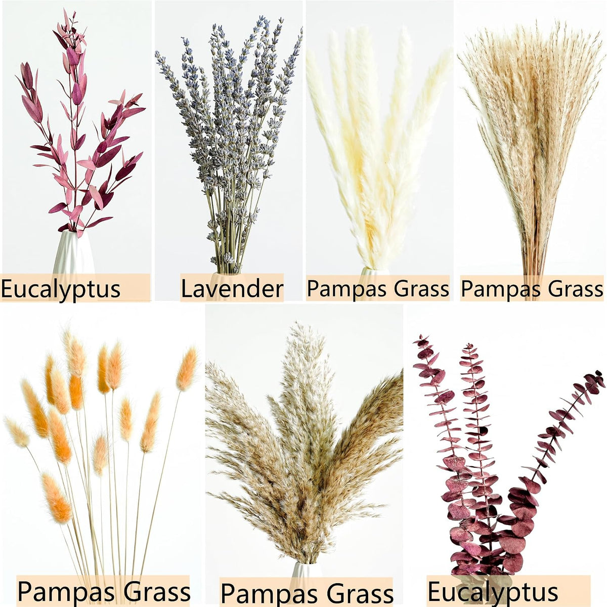 Green Pampas Grass Boho Bouquet – Exquisite Lavender and Eucalyptus Dried Flower Arrangements for Western Boho Decor – Rustic Flowers for Your Bohemian Home, Bedroom, and Wedding Table Décor