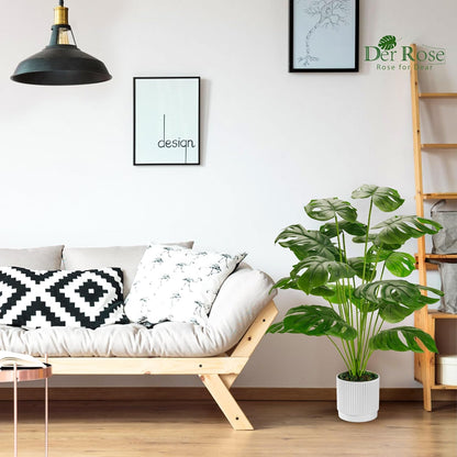 28" Fake Plants, Artificial Monstera Plants Indoor in White Pot | Faux outdoor plants add bright, clean tropical greenery to modern home office, bedroom, entryway, front porch and house decor