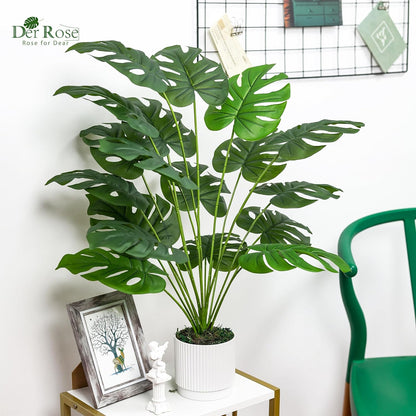 28" Fake Plants, Artificial Monstera Plants Indoor in White Pot | Faux outdoor plants add bright, clean tropical greenery to modern home office, bedroom, entryway, front porch and house decor