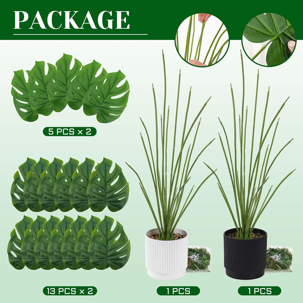 28" Fake Plants, Artificial Monstera Plants Indoor in White Pot | Faux outdoor plants add bright, clean tropical greenery to modern home office, bedroom, entryway, front porch and house decor