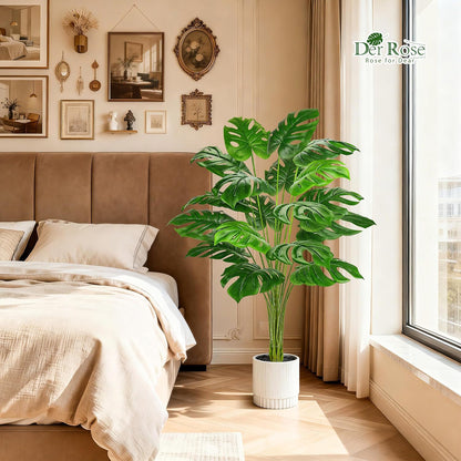 28" Fake Plants, Artificial Monstera Plants Indoor in White Pot | Faux outdoor plants add bright, clean tropical greenery to modern home office, bedroom, entryway, front porch and house decor