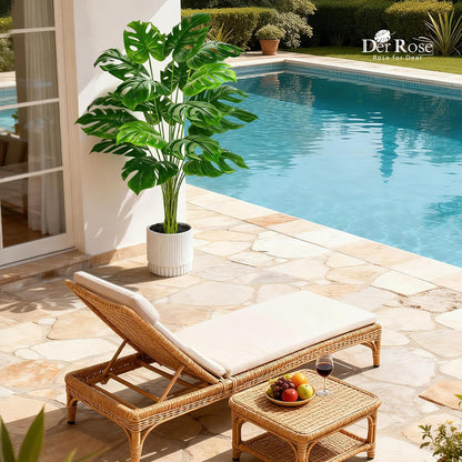 28" Fake Plants, Artificial Monstera Plants Indoor in White Pot | Faux outdoor plants add bright, clean tropical greenery to modern home office, bedroom, entryway, front porch and house decor