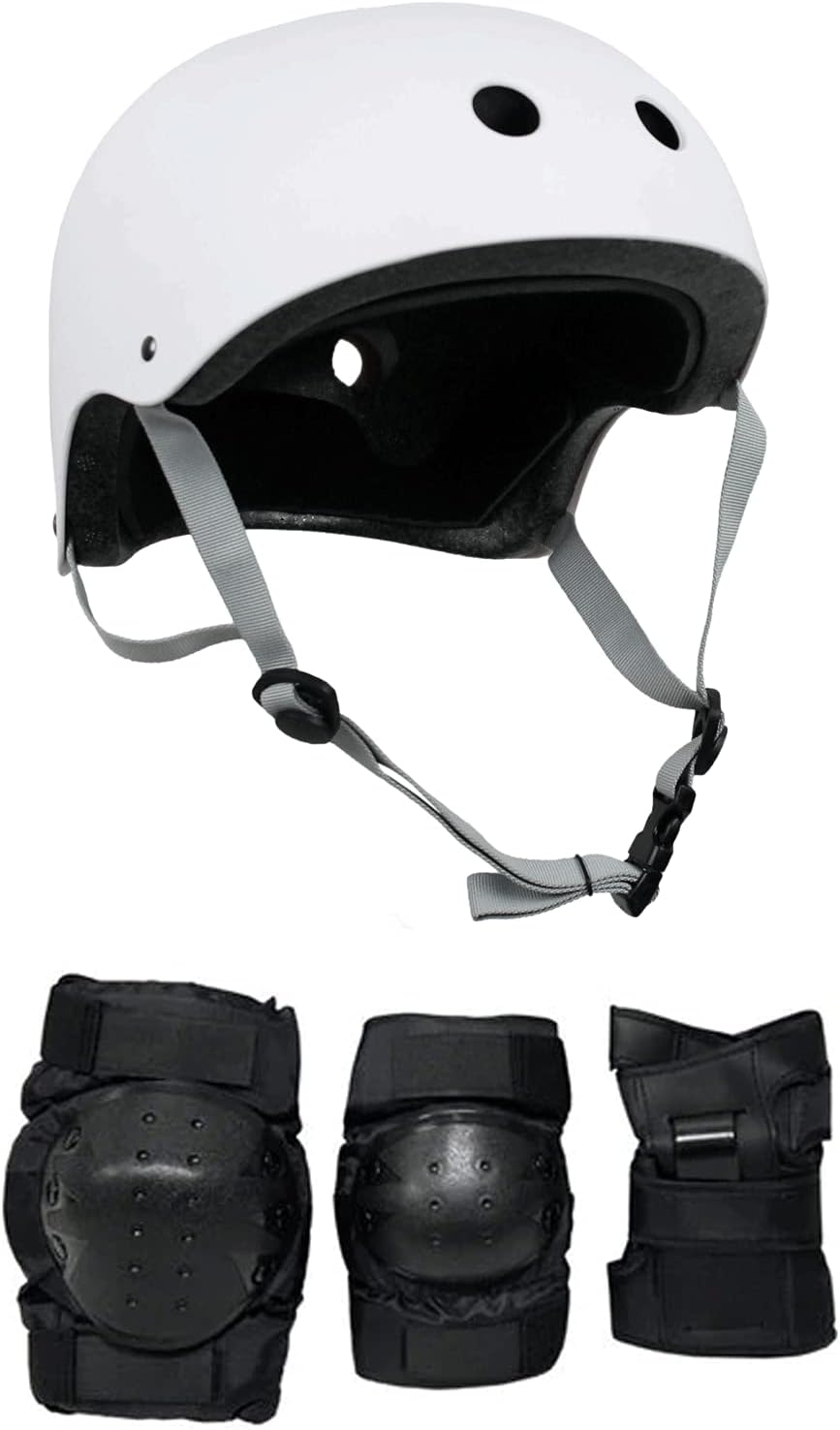 Skateboard Helmet and Pads Combo Includes Helmet, Knee Pads, Elbow Pads, Wrist Guards - Choose Size and Color
