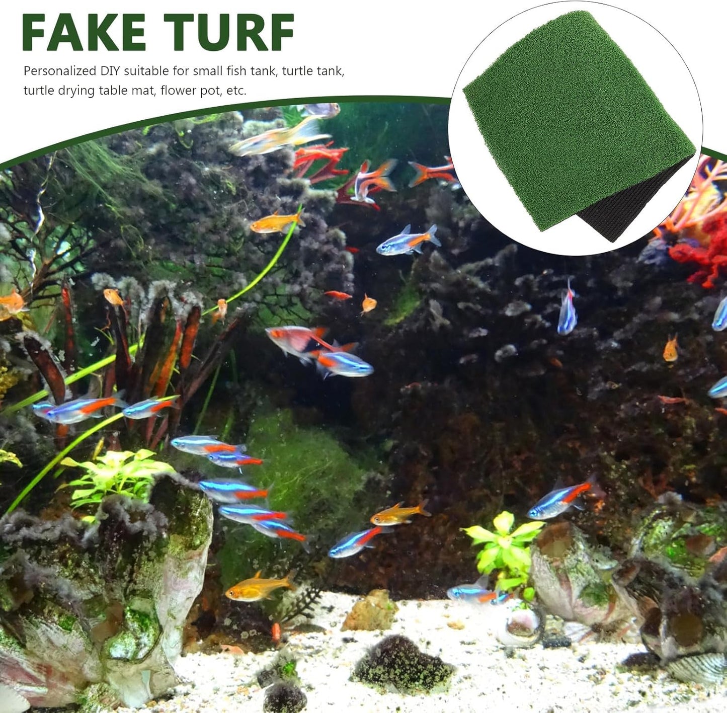 Artificial Turtle Basking Platform Turf, Simulation Grass for Turtle Tank and Aquarium, Climbing Platform Turf for Reptile Habitat, Green 19. 7x9. 8 Inch