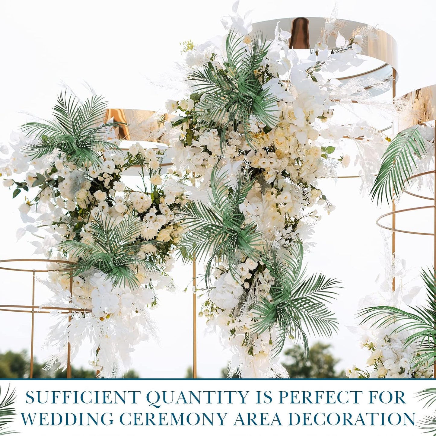 100 Pcs 25 Inch Artificial Palm Leaves Decor Large Tropical Faux Plants Plastic Fronds Fake Palm Branches Tree Leaves for Sunday Tree Vase Jungle Beach Party Wedding Decoration