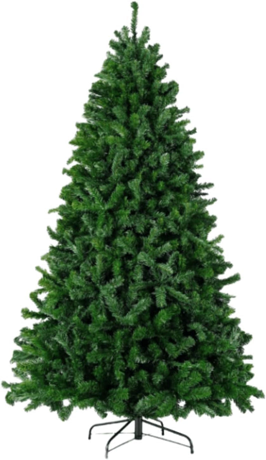 Artificial Christmas Tree, 1000 PVC Tips Full Hinged Spruce Tree with Foldable Metal Stand, Easy Assembly Xmas Tree for Home Office Holiday Party Decoration (Green, 7FT)