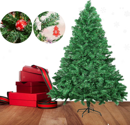 Artificial Christmas Tree, 1000 PVC Tips Full Hinged Spruce Tree with Foldable Metal Stand, Easy Assembly Xmas Tree for Home Office Holiday Party Decoration (Green, 7FT)