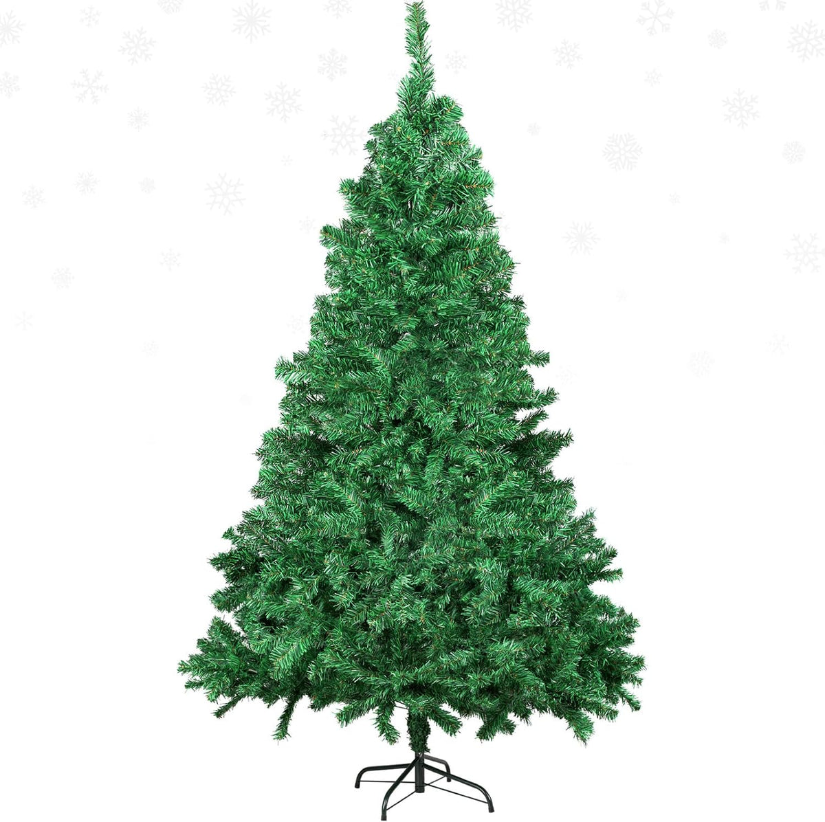 Artificial Christmas Tree, 1000 PVC Tips Full Hinged Spruce Tree with Foldable Metal Stand, Easy Assembly Xmas Tree for Home Office Holiday Party Decoration (Green, 7FT)