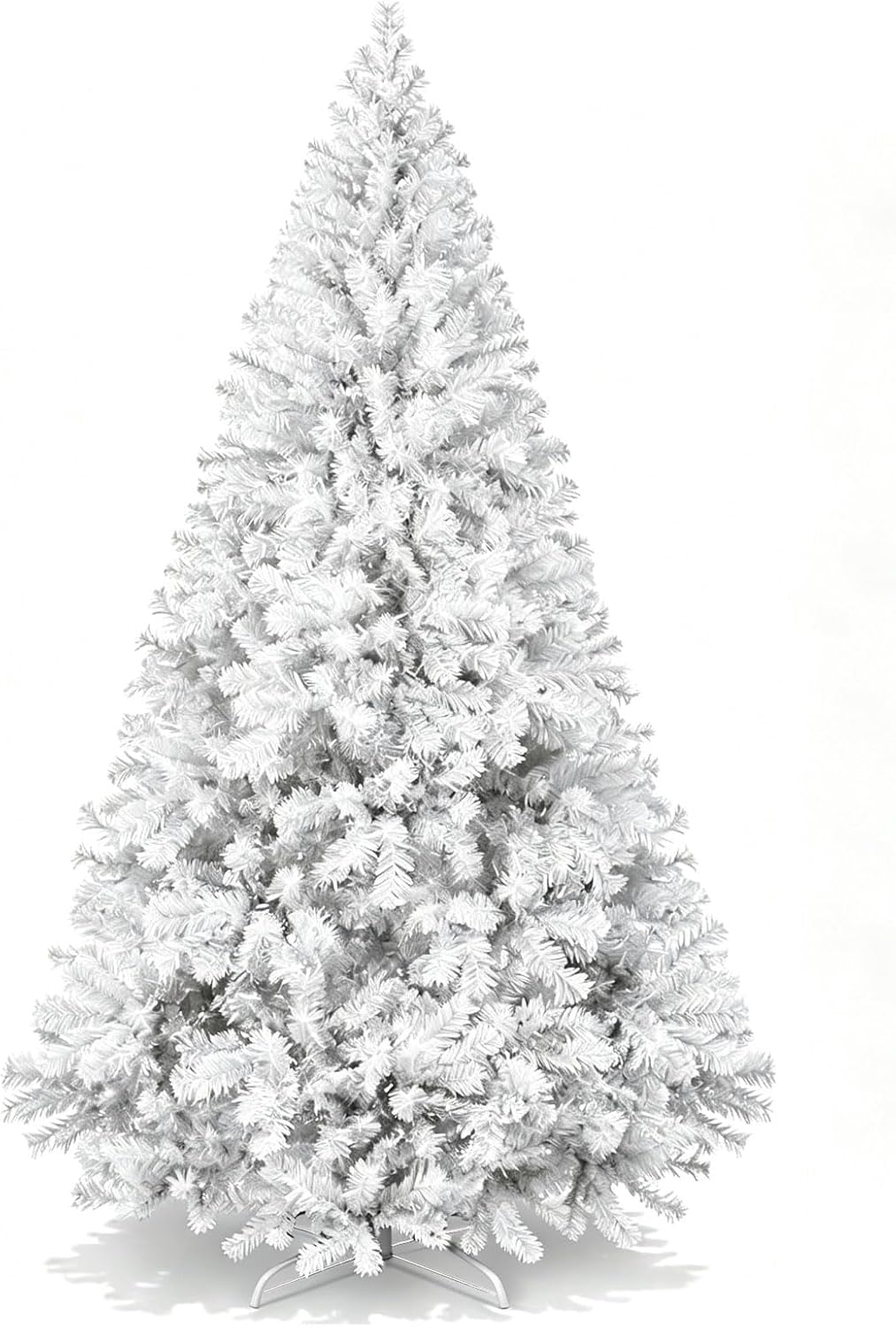 Artificial Christmas Tree, 1000 PVC Tips Full Hinged Spruce Tree with Foldable Metal Stand, Easy Assembly Xmas Tree for Home Office Holiday Party Decoration (Green, 7FT)