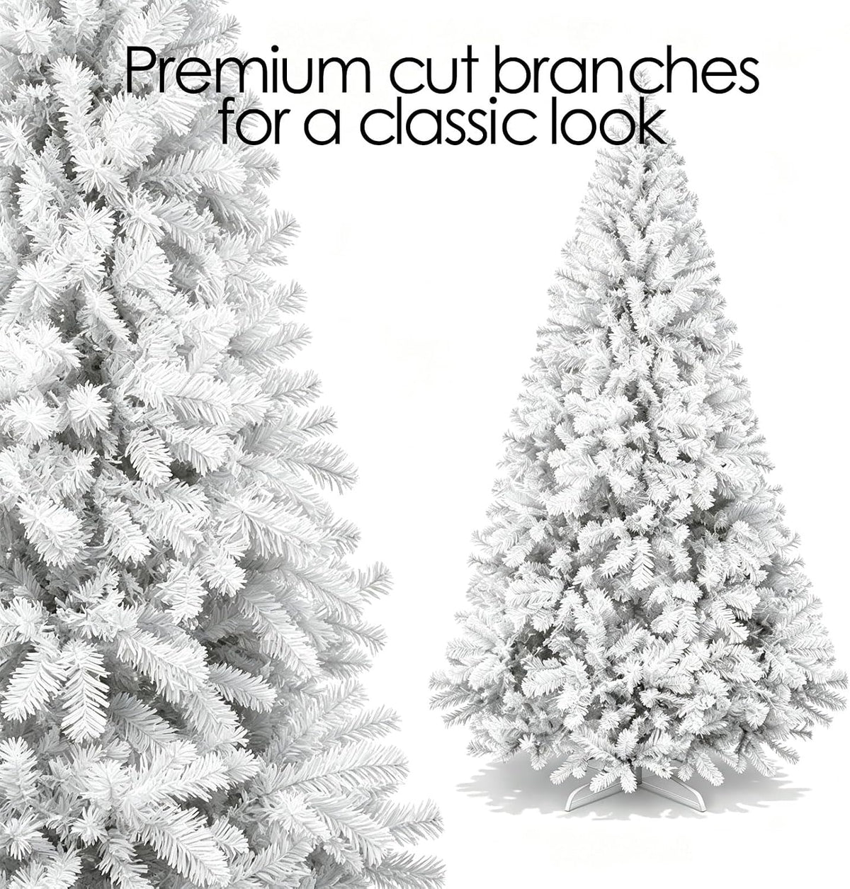 Artificial Christmas Tree, 1000 PVC Tips Full Hinged Spruce Tree with Foldable Metal Stand, Easy Assembly Xmas Tree for Home Office Holiday Party Decoration (Green, 7FT)