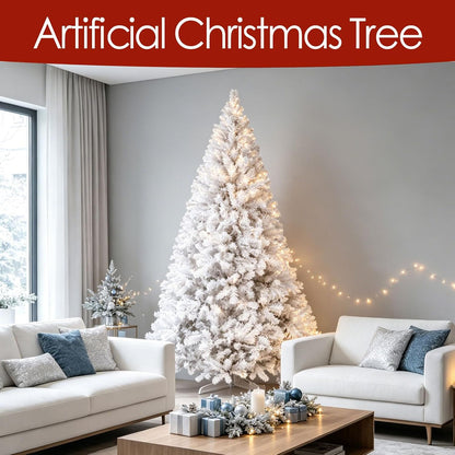 Artificial Christmas Tree, 1000 PVC Tips Full Hinged Spruce Tree with Foldable Metal Stand, Easy Assembly Xmas Tree for Home Office Holiday Party Decoration (Green, 7FT)