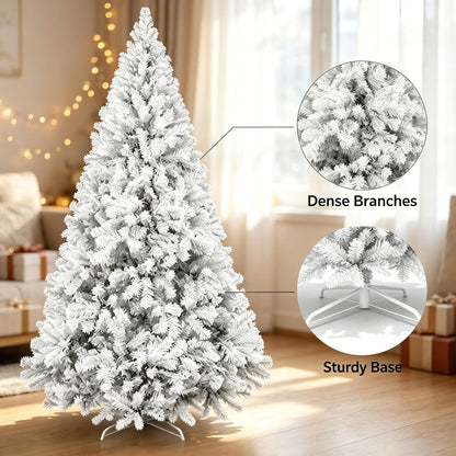 Artificial Christmas Tree, 1000 PVC Tips Full Hinged Spruce Tree with Foldable Metal Stand, Easy Assembly Xmas Tree for Home Office Holiday Party Decoration (Green, 7FT)
