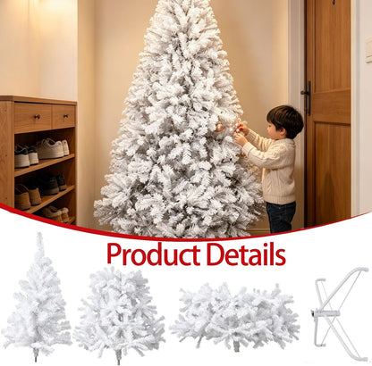 Artificial Christmas Tree, 1000 PVC Tips Full Hinged Spruce Tree with Foldable Metal Stand, Easy Assembly Xmas Tree for Home Office Holiday Party Decoration (Green, 7FT)