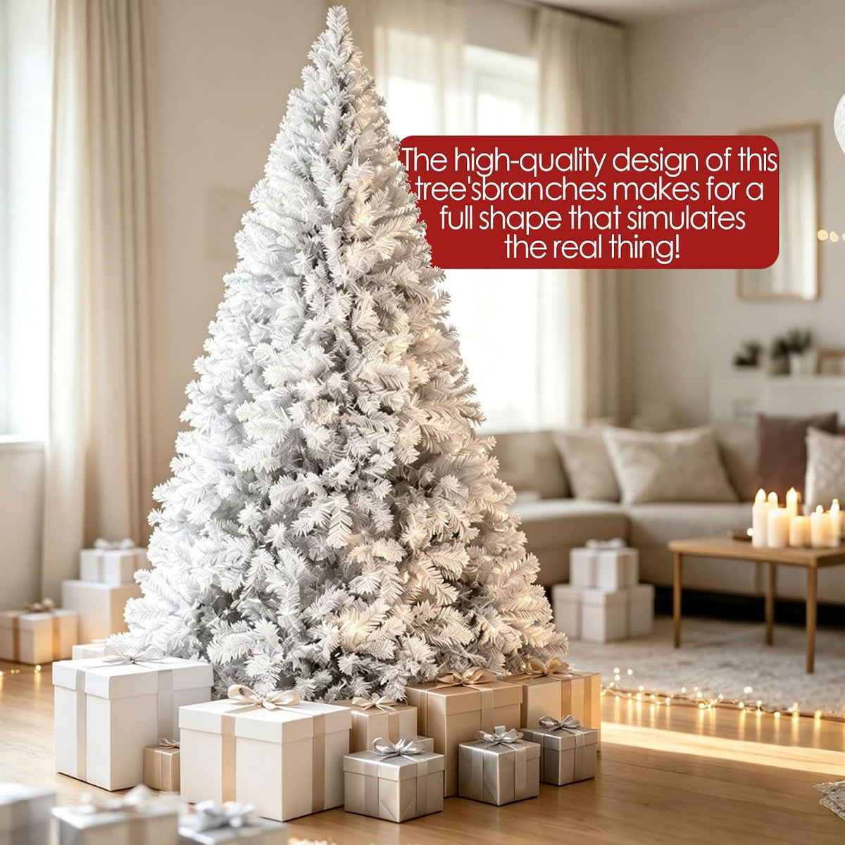 Artificial Christmas Tree, 1000 PVC Tips Full Hinged Spruce Tree with Foldable Metal Stand, Easy Assembly Xmas Tree for Home Office Holiday Party Decoration (Green, 7FT)