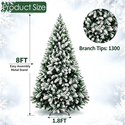 Artificial Christmas Tree, 1000 PVC Tips Full Hinged Spruce Tree with Foldable Metal Stand, Easy Assembly Xmas Tree for Home Office Holiday Party Decoration (Green, 7FT)
