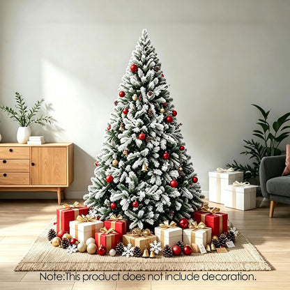 Artificial Christmas Tree, 1000 PVC Tips Full Hinged Spruce Tree with Foldable Metal Stand, Easy Assembly Xmas Tree for Home Office Holiday Party Decoration (Green, 7FT)