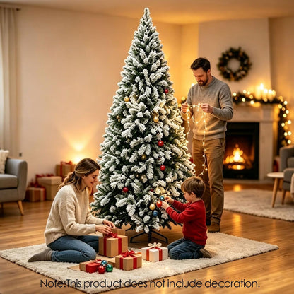 Artificial Christmas Tree, 1000 PVC Tips Full Hinged Spruce Tree with Foldable Metal Stand, Easy Assembly Xmas Tree for Home Office Holiday Party Decoration (Green, 7FT)