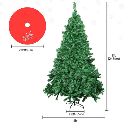 Artificial Christmas Tree, 1000 PVC Tips Full Hinged Spruce Tree with Foldable Metal Stand, Easy Assembly Xmas Tree for Home Office Holiday Party Decoration (Green, 7FT)