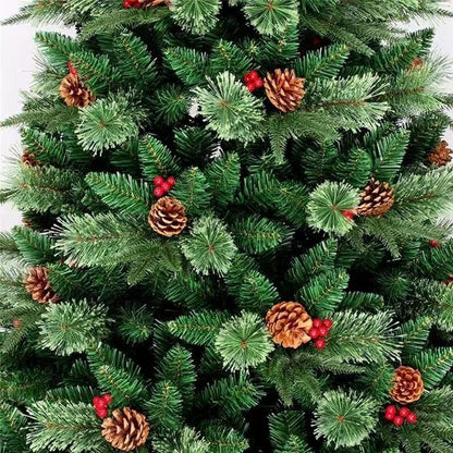 Artificial Christmas Tree, 1000 PVC Tips Full Hinged Spruce Tree with Foldable Metal Stand, Easy Assembly Xmas Tree for Home Office Holiday Party Decoration (Green, 7FT)