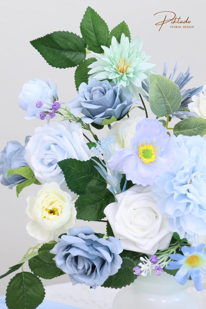 Artificial Flower Purple Combo Box Set Fake Rose Dahlia for DIY Wedding Center Bouquet Bride Baby Shower Party Tables Decoration Floral Arrangements.