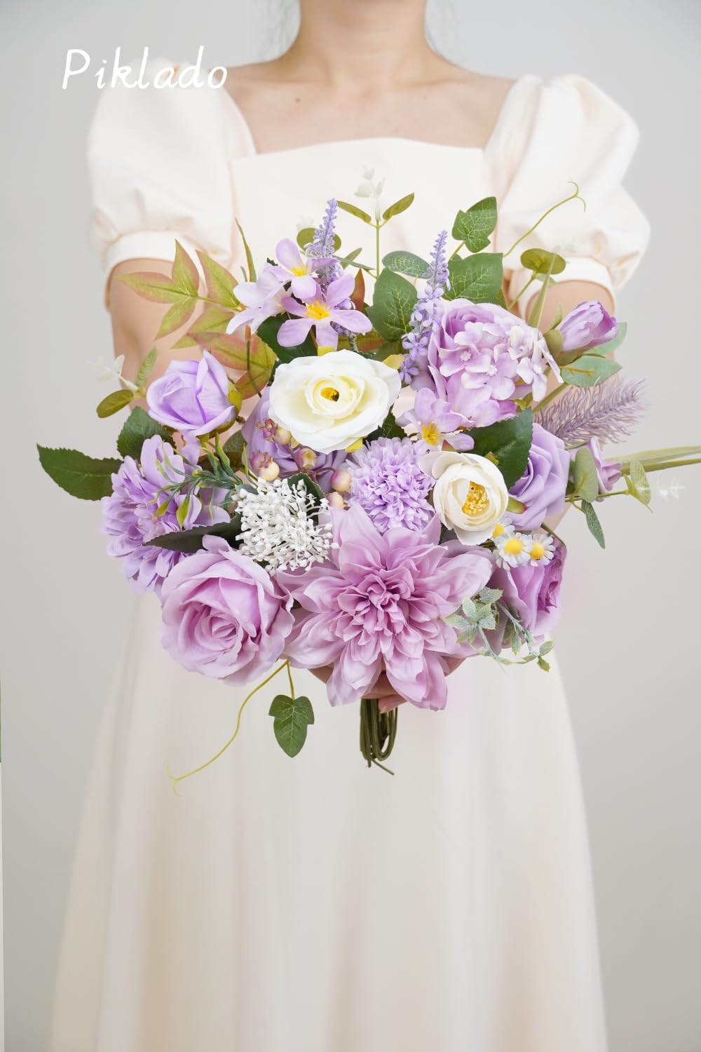 Artificial Flower Purple Combo Box Set Fake Rose Dahlia for DIY Wedding Center Bouquet Bride Baby Shower Party Tables Decoration Floral Arrangements.