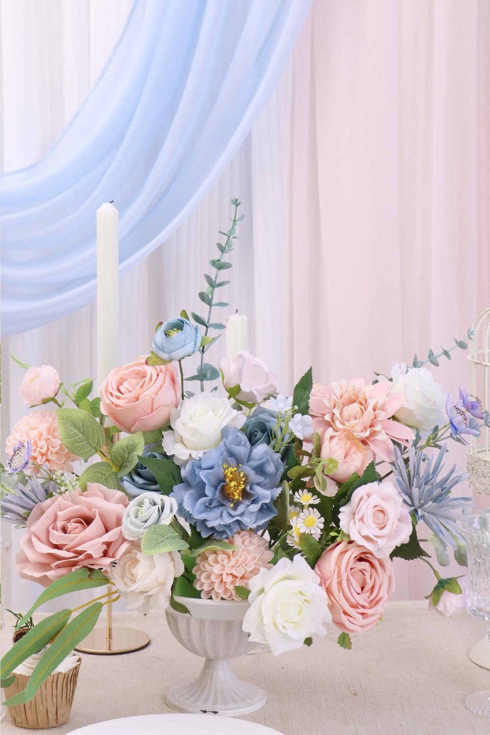 Artificial Flower Purple Combo Box Set Fake Rose Dahlia for DIY Wedding Center Bouquet Bride Baby Shower Party Tables Decoration Floral Arrangements.