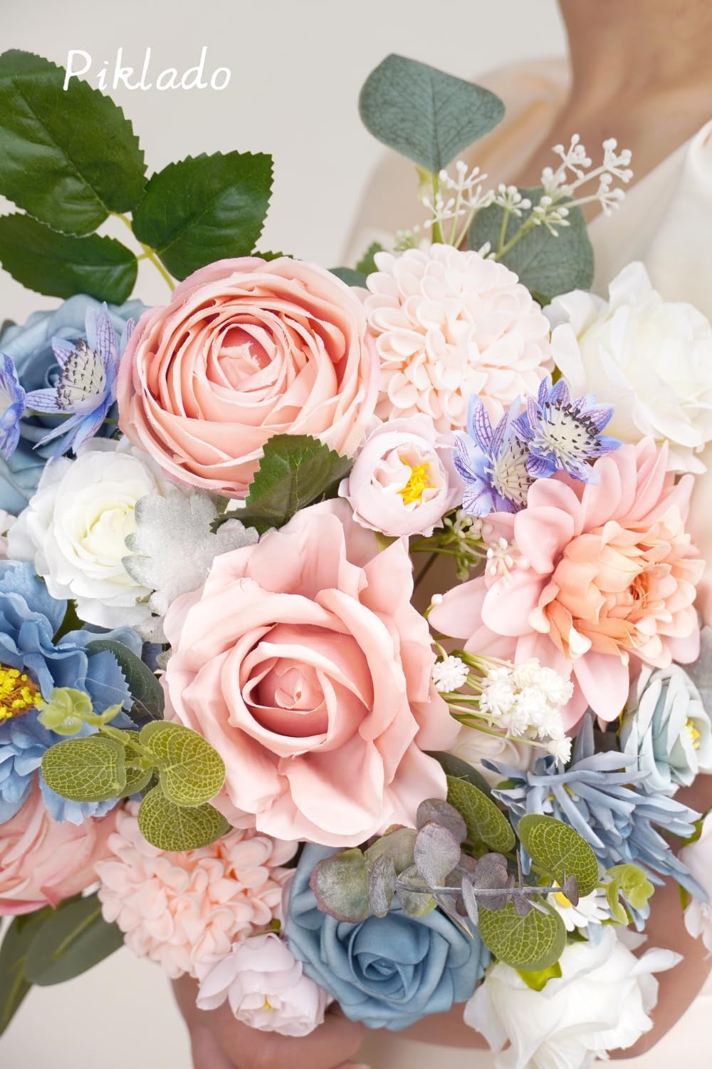 Artificial Flower Purple Combo Box Set Fake Rose Dahlia for DIY Wedding Center Bouquet Bride Baby Shower Party Tables Decoration Floral Arrangements.