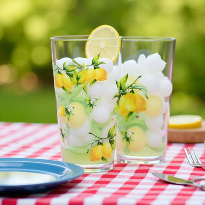 Calypso Basics Fresh Lemons 19 oz Acrylic Drinkware Set of 6 – BPA-Free, Indoor/Outdoor, Dishwasher Safe, Lemons with Bees