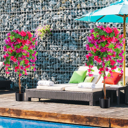 4 ft Bougainvillea Artificial 2 Pcs Artificial Bougainvillea Tree with Flowers in Plastic Pot Tall Floor Plant Faux Blooming Tree Large Fake Plants for Outdoor Indoor(Rose Red)