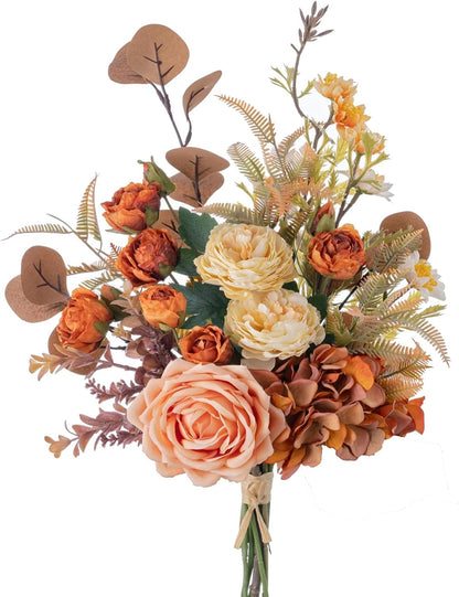 18-inch Artificial Fake Flowers Silk Flower Arrangements Faux Bouquets with Roses, Tulips, Calliopsis, Dahlias, Hydrangeas, Sages, Dandelions, Eucalyptus and Berry Bead Branch